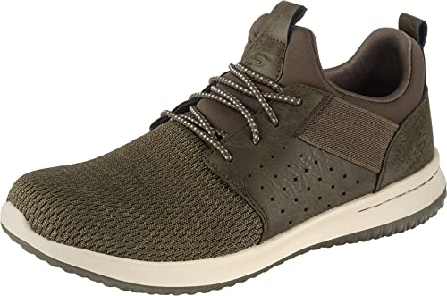 Skechers Herren Delson Camben Sneaker, Olive Mesh W Synthetic, 39.5 EU von Skechers