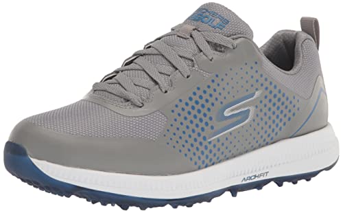 Skechers Herren Elite 5 Arch Fit Wasserdichter Golfschuh Sneaker, Grau/Blaue Punkte, 40 EU von Skechers