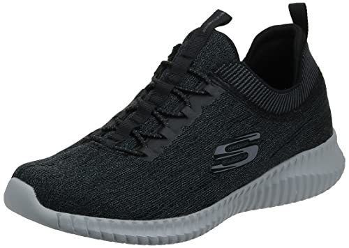 Skechers Herren Elite Flex Hartnell Slip On Sneaker, Black Gray Mesh Trim, 43 EU von Skechers