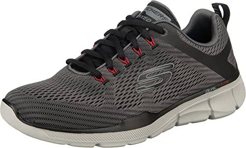 Skechers Herren Equalizer 3.0 Sneaker, Charcoal Mesh Pu Black Trim, 42 EU von Skechers