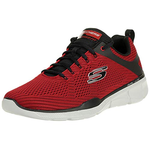 Skechers Herren Equalizer 3.0 Sneaker, Red Mesh Black Pu Black Trim, 41 EU von Skechers