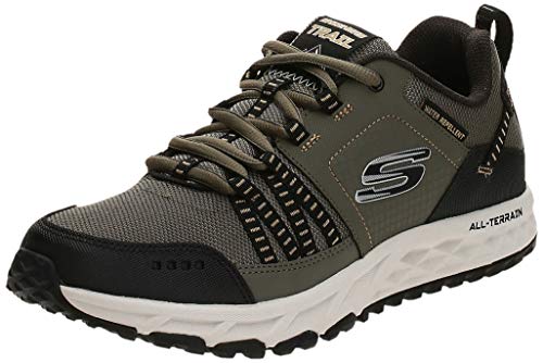 Skechers Herren Escape Plan Sneaker, Green Olive Leather Mesh Black Trim Olbk, 41 EU von Skechers