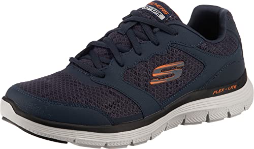 Skechers Herren Flex Advantage 4.0 Sneaker, Navy Leather Mesh Pu Trim, 41 EU von Skechers