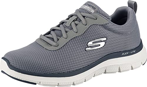 Skechers Herren Flex Advantage 4.0 Providence Sneaker, Grey Mesh/Pu/Navy Trim, 46 EU von Skechers