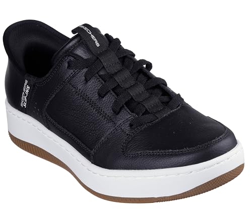 Skechers Herren Sport Court 92 Distown Sneaker, Black Leather/Natural Trim, 41 EU von Skechers