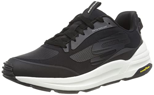 Skechers Herren GLOBAL Jogger Covert Sneaker, Black Synthetic/Mesh/White Trim, 45 EU von Skechers