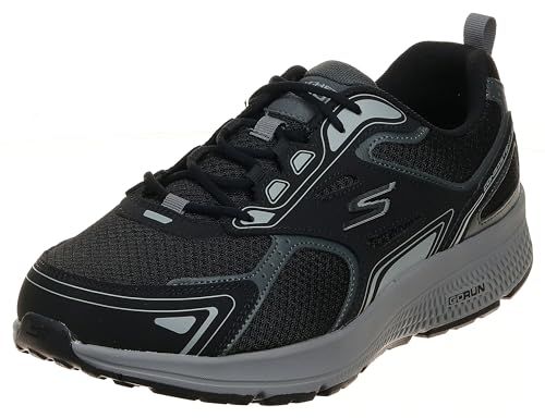 Skechers Herren Go Run Consistent Lauf-und Wanderschuh Sneaker, Black Leather/Synthetic/Gray Trim, 39.5 EU Weit von Skechers