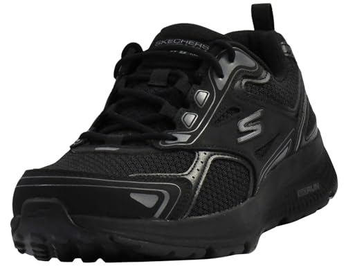 Skechers Herren GO Run CONSISTENT Sneaker, Black Leather Synthetic Charcoal Trim, 43.5 EU von Skechers