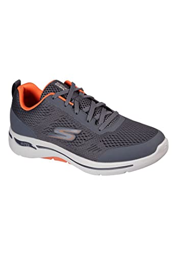 Skechers Herren Go Walk Arch Fit Idyllic Sneaker, Charcoal Textile Synthetic Orange Trim, 40 EU von Skechers