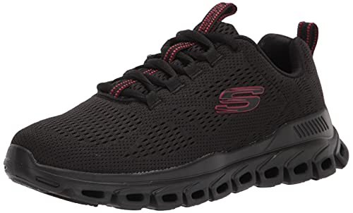 Skechers Herren Glide-step Fasten Up Sneaker, Black Mesh Red Trim, 40 EU von Skechers