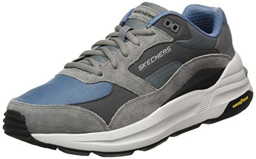 Skechers Herren Global Jogger Sneaker, Gray Leather Pu Blue Mesh Trim, 45 EU Skechers Herren Global Jogger Sneaker, Gray Leather Pu Blue Mesh Trim, 45 EU von Skechers