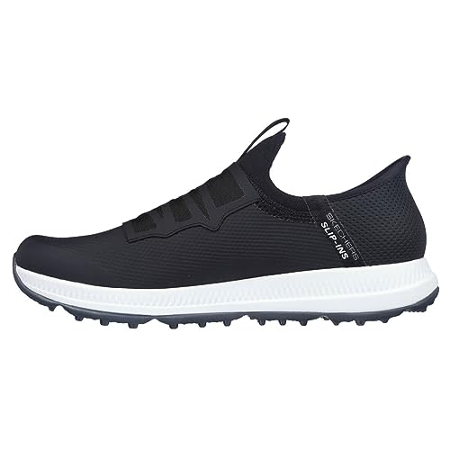 Skechers Go Elite 5 Herren-Golfschuh-Sneaker zum Reinschlüpfen, Twist-Fit-Passform, wasserdicht, schwarz/weiß, 45 EU von Skechers