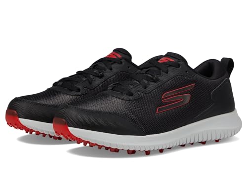 Skechers Leichter Herren-Golfschuh Max Fairway 4 ohne Spikes, Schwarz/Rot, 45 EU von Skechers