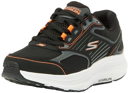 Skechers Herren Go Run Consistent 2.0 Sneaker, Schwarz und Orange Leder Textil, 44 EU von Skechers