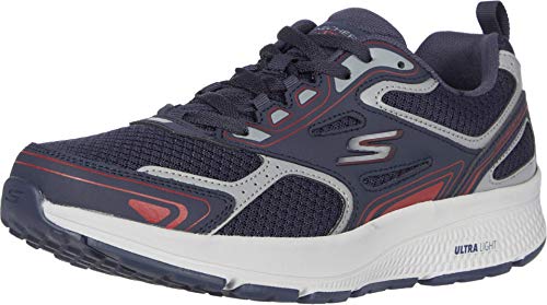 Skechers Herren Go Run Consistent Sneaker, Navy Leather Synthetic Red Trim, 43.5 EU von Skechers