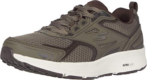 Skechers Herren Go Run Consistent Sneaker, Brown Leather Synthetic Trim, 41 EU von Skechers