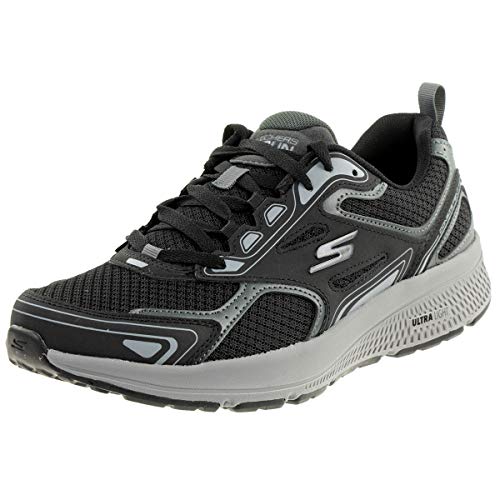 Skechers Herren Go Run Consistent Sneaker, Black Leather Synthetic Gray Trim, 43 EU von Skechers