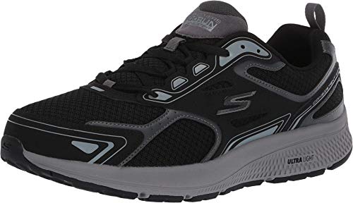 Skechers Herren Go Run Consistent Sneaker, Black Leather Synthetic Gray Trim, 42 EU von Skechers