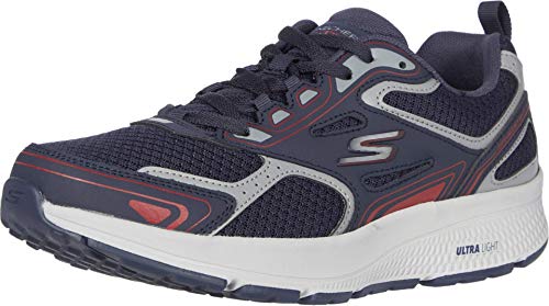 Skechers Herren Go Run Consistent Sneaker, Navy Leather Synthetic Red Trim, 41 EU von Skechers