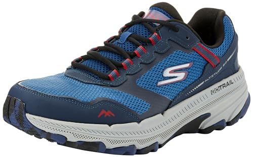 Skechers Herren Go Run Trail Höhe 2.0 Sneaker, Marineblaues und rotes Ledergewebe, 43 EU von Skechers