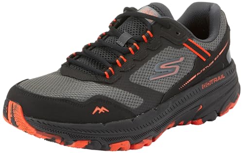 Skechers Herren Go Run Trail Höhe 2.0 Sneaker, Schwarz und Orange Leder Textil, 40 EU von Skechers