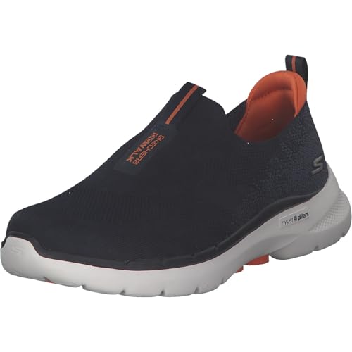 Skechers Herren Go Walk 6 Sneaker, Navy And Orange Textile, 43.5 EU von Skechers