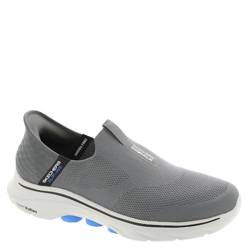 Skechers Herren Go Walk 7 Easy On 2 Sneaker, Charcoal and Blue Textile/Synthetic, 47 EU von Skechers