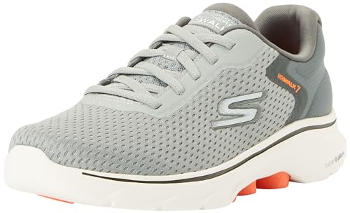 Skechers Herren Go Walk 7 Sneaker, Grau und Orange Textil-Synthetik, 40 EU von Skechers