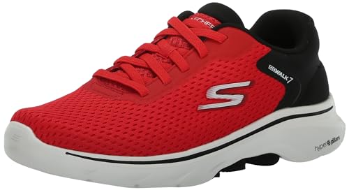 Skechers Herren Go Walk 7 Sneaker, Rot und Schwarz Textil-Synthetik, 48 EU von Skechers