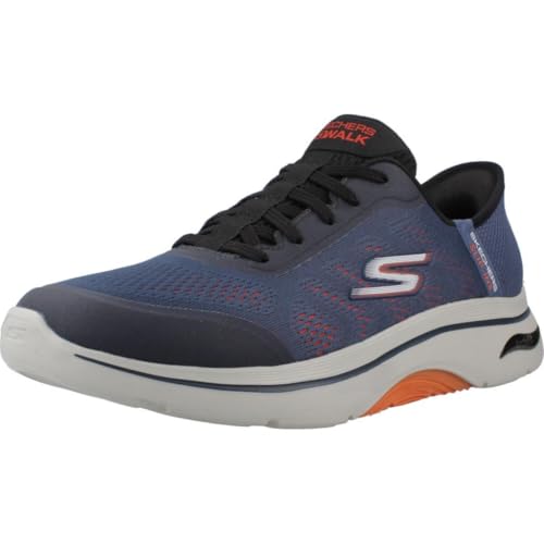 Skechers Herren Go Walk Arch Fit 2.0 Simplicity 2.5 Sneaker, Navy and Orange Textile/Synthetic, 46 EU von Skechers