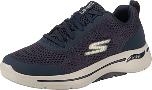 Skechers Herren Go Walk Arch Fit Idyllic Sneaker, Navy Textile Synthetic Gold Trim, 39.5 EU von Skechers