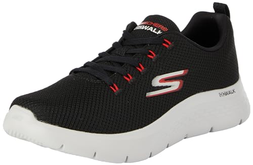 Skechers Herren Go Walk Flex Sneaker, Schwarzes und rotes Textil, 44 EU von Skechers