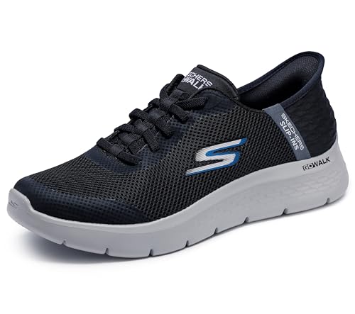Skechers Herren Go Walk Flex Up Hands Free Slip-ins Sneaker, schwarz/grau, 43 EU Weit von Skechers