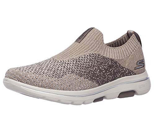 Skechers Herren Gowalk 5 Merrit, Stretch-Fit, gestrickt, zum Reinschlüpfen, Laufschuh Sneaker, Khaki, 44 EU von Skechers