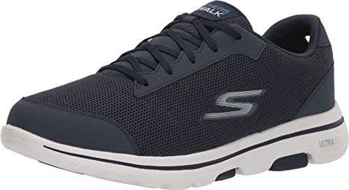 Skechers Herren Gowalk 5 Demitasse – Strukturierter Strick-schnürschuh, Laufschuh, Sneaker, Marineblau/blau, 49.5 EU X-Weit von Skechers