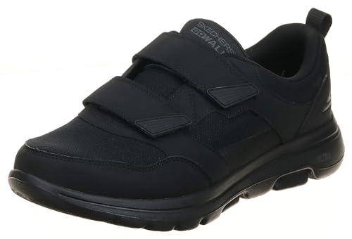 Skechers Herren Gowalk – Athletische Klett-Wanderschuhe | Zwei-Riemen Luftgekühlter Schaumstoff Sneaker, Schwarz, 41.5 EU X-Weit von Skechers