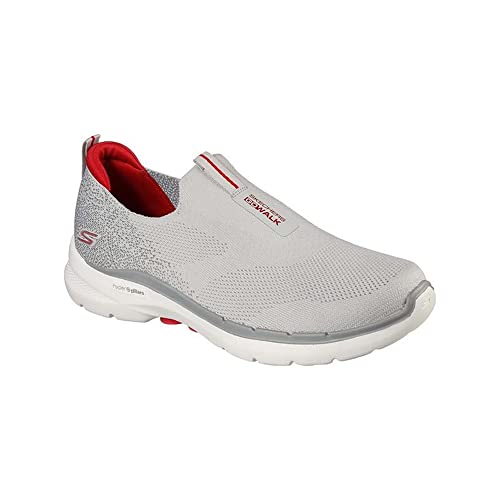 Skechers Herren Gowalk 6 – Stretch-Passform zum Reinschlüpfen, athletischer Laufschuh Walking-Schuh, Grau/Rot, 43 EU von Skechers