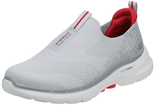 Skechers Herren Gowalk 6 – Stretch-Passform zum Reinschlüpfen, athletischer Laufschuh Walking-Schuh, Grau/Rot, 43 EU von Skechers