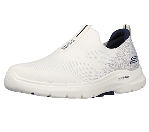 Skechers Herren Gowalk 6 – Stretch-Passform zum Reinschlüpfen, athletischer Performance-Wanderschuh Walking-Schuh, Weiß Marineblau, 47.5 EU von Skechers