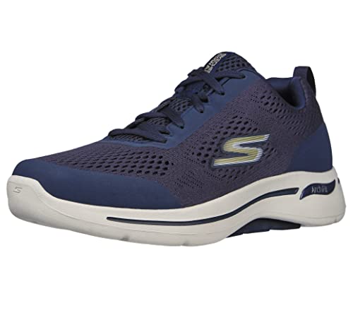 Skechers Herren Gowalk Arch Fit-athletischer Workout-Wanderschuh mit luftgekühltem Schaumstoff Sneaker, Navy/Gold, 41.5 EU X-Weit von Skechers