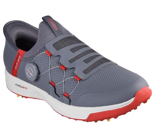 Skechers Herren Go Golf Elite Vortex Slip Ins Sneaker, Anthrazitfarbener synthetischer roter Besatz, 45.5 EU von Skechers