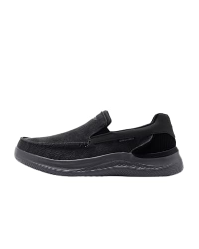 Skechers Herren Hasting Slip-On, Schwarz Leinen, 44 EU von Skechers