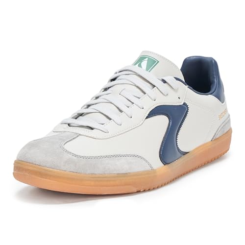 Skechers Herren Hotshot Pyke Sneaker, Gray Duraleather/Suede/Navy Trim, 44 EU von Skechers