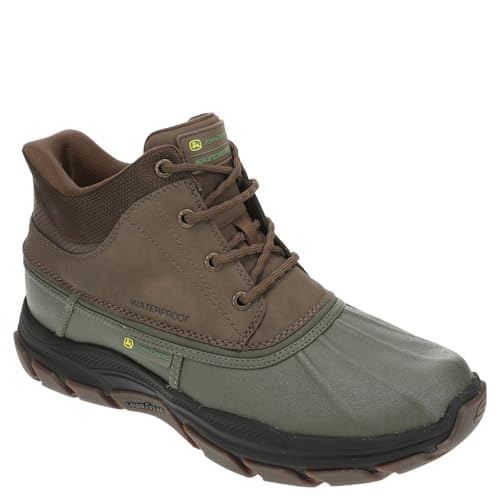 Skechers Herren Respected Swamper Gummistiefel, Olive Leather/Duraleather/Brown Trim, 41 EU von Skechers
