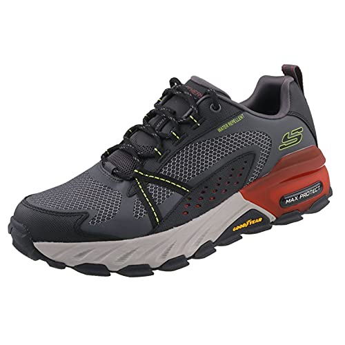 Skechers Herren Max Protect Walking-Schuh, Charcoal Leather Synthetic Mesh Multi Trim, 41 EU von Skechers