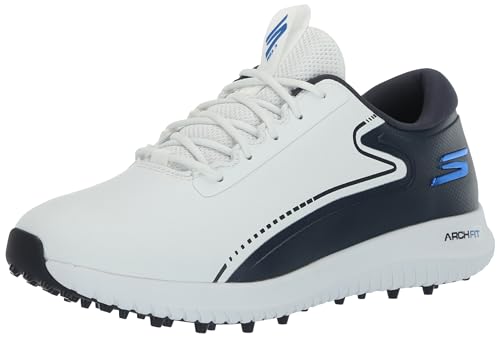 Skechers Herren Max 2 Arch Fit Wasserdichter Golfschuh Ohne Spikes Sneaker, Weiß/Marineblau, 41 EU Weit von Skechers
