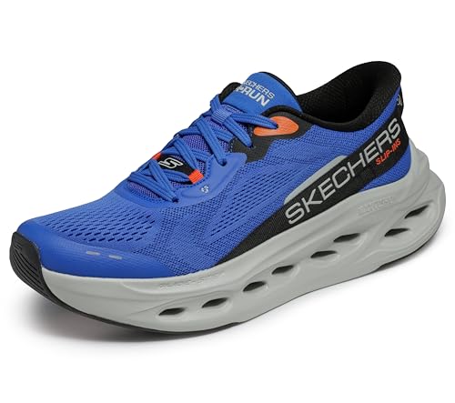 Skechers Herren Max Cushioning Glide Step Advert Hands Free Slip-In-Sneaker, Blau/Orange, 42 EU von Skechers