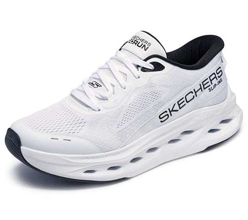 Skechers Men's Max Cushioning Glide Step Advert Hands Free Slip-ins Sneaker, Weiß/Schwarz, 43 EU von Skechers
