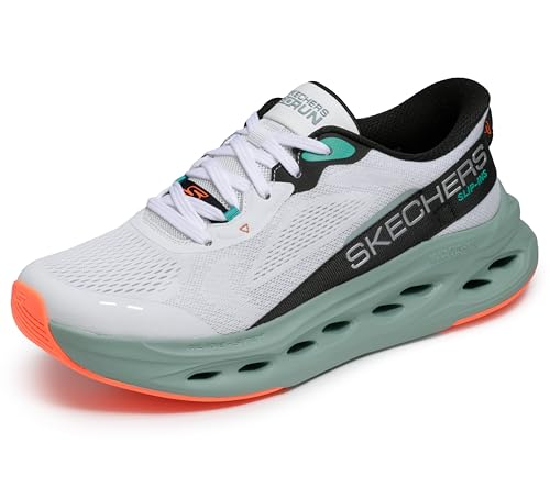 Skechers Men's Max Cushioning Glide Step Advert Hands Free Slip-ins Sneaker, Weiß/Mehrfarbig, 44 EU von Skechers