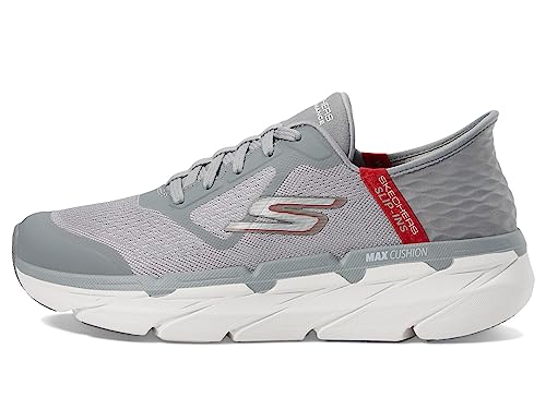 Skechers Herren Max Cushioning Slip-Ins – Athletic Workout Running Walking Schuhe mit Memory Foam Sneaker, Grau/Rot, 41.5 EU von Skechers